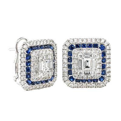 18ct White Gold Sapphire & Diamond Earrings-Earrings-Walker & Hall