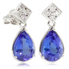 18ct White Gold Tanzanite & Diamond Drop Earrings-Earrings-Walker & Hall
