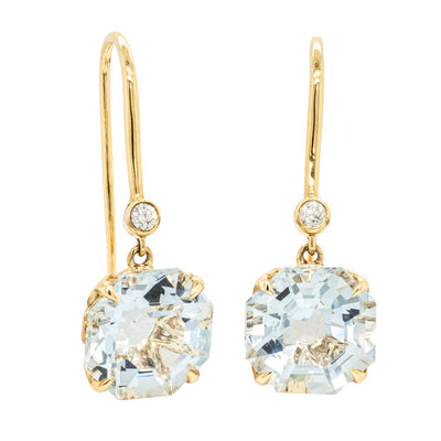18ct Yellow Gold Aquamarine & Diamond Drop Octavia Earrings-Earrings-Walker & Hall