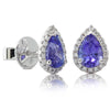 18ct White Gold Tanzanite & Diamond Halo Earrings-Earrings-Walker & Hall