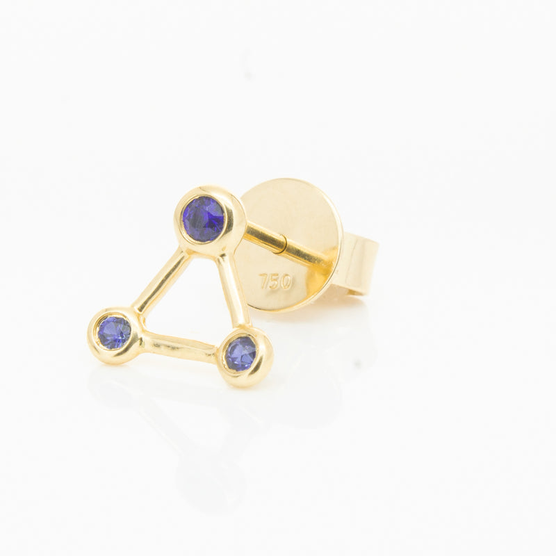 18ct Yellow Gold Sapphire Single Water Element Earring-Earrings-Walker & Hall