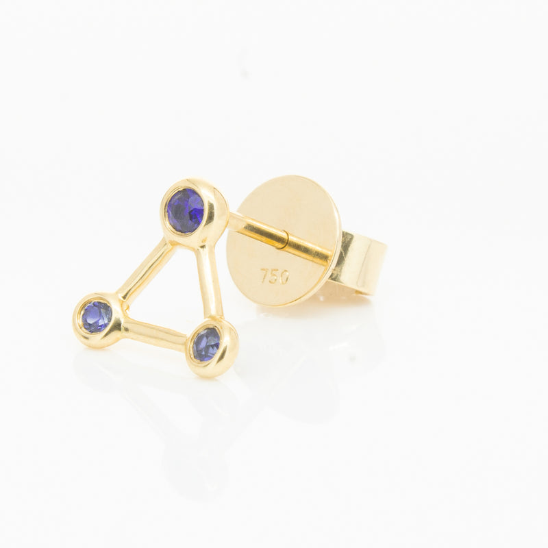 18ct Yellow Gold Sapphire Single Water Element Earring-Earrings-Walker & Hall