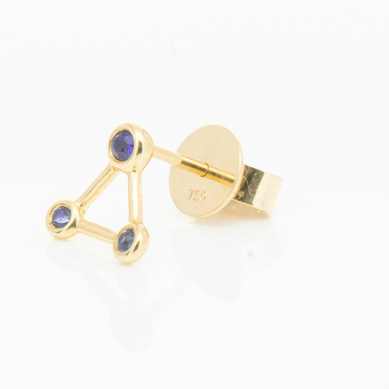 18ct Yellow Gold Sapphire Single Water Element Earring-Earrings-Walker & Hall