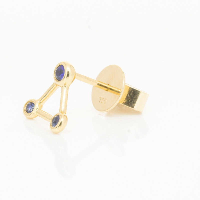 18ct Yellow Gold Sapphire Single Water Element Earring-Earrings-Walker & Hall
