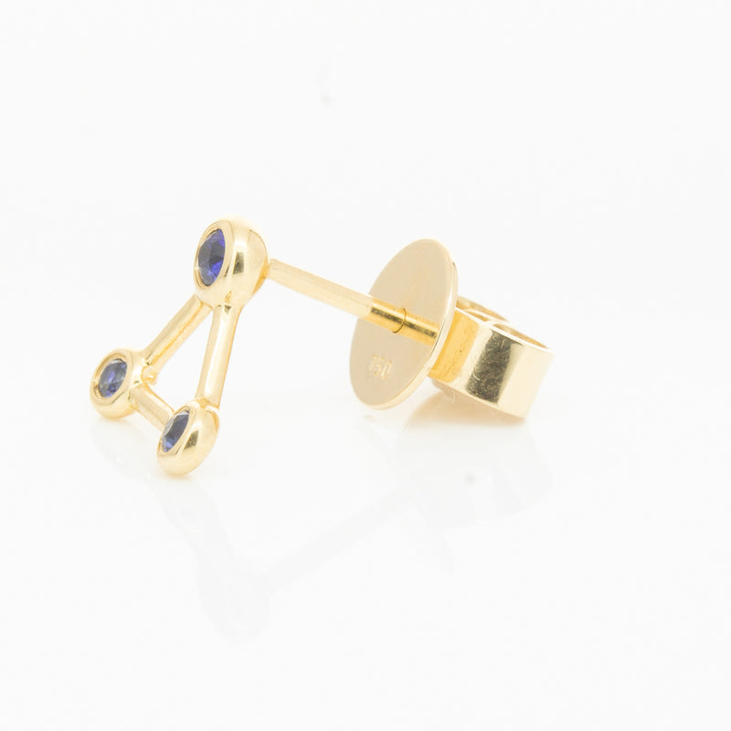 18ct Yellow Gold Sapphire Single Water Element Earring-Earrings-Walker & Hall