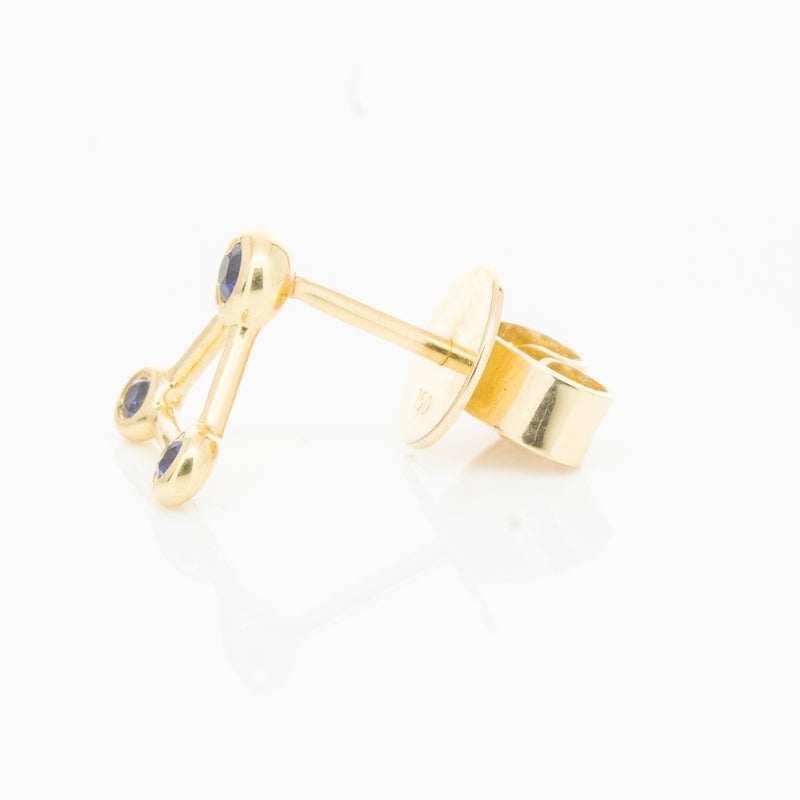 18ct Yellow Gold Sapphire Single Water Element Earring-Earrings-Walker & Hall