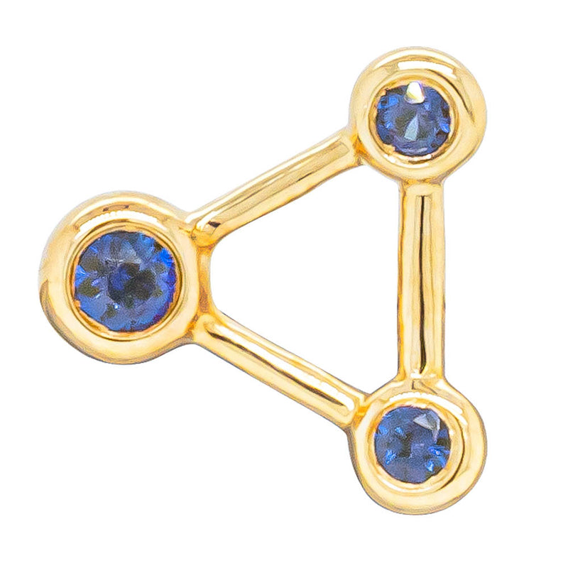18ct Yellow Gold Sapphire Single Water Element Earring-Earrings-Walker & Hall