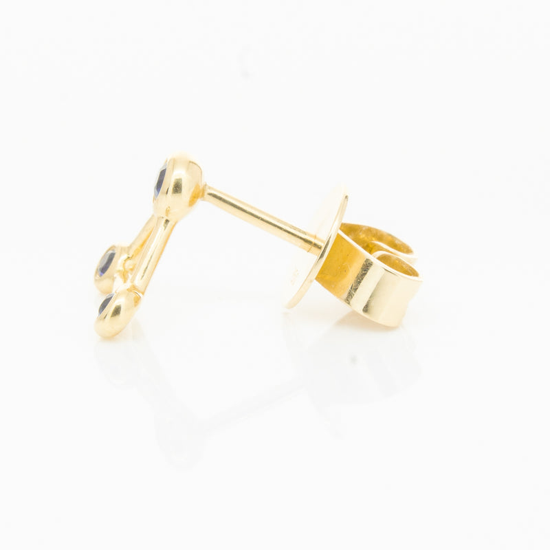 18ct Yellow Gold Sapphire Single Water Element Earring-Earrings-Walker & Hall