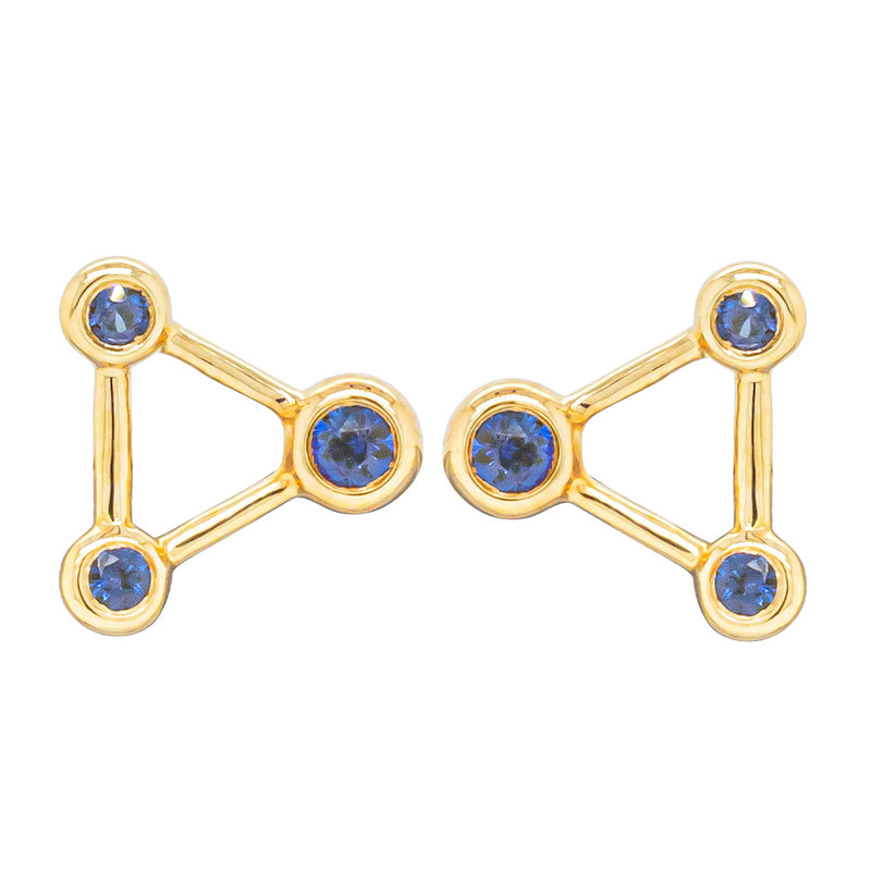 18ct Yellow Gold Sapphire Single Water Element Earring-Earrings-Walker & Hall