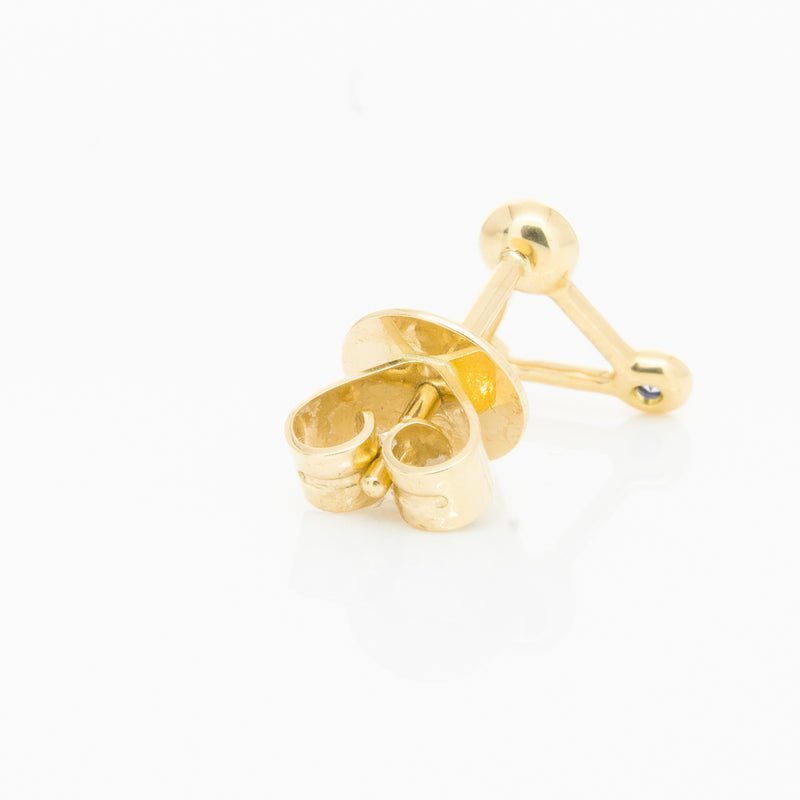 18ct Yellow Gold Sapphire Single Water Element Earring-Earrings-Walker & Hall