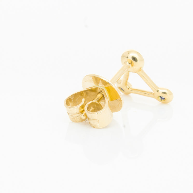 18ct Yellow Gold Sapphire Single Water Element Earring-Earrings-Walker & Hall