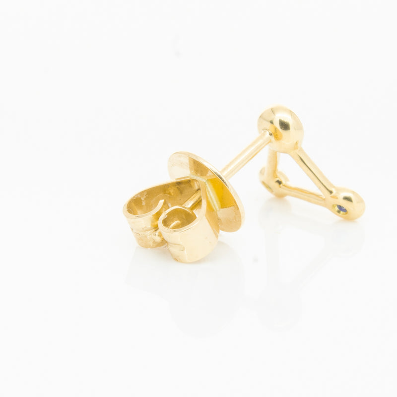 18ct Yellow Gold Sapphire Single Water Element Earring-Earrings-Walker & Hall