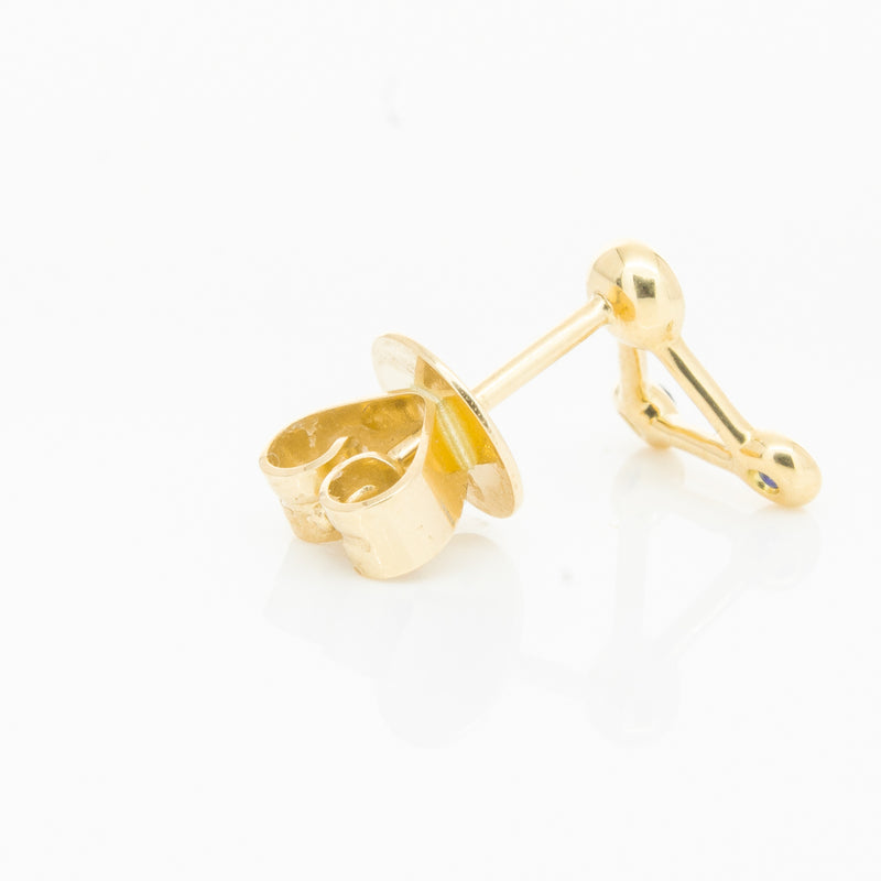 18ct Yellow Gold Sapphire Single Water Element Earring-Earrings-Walker & Hall