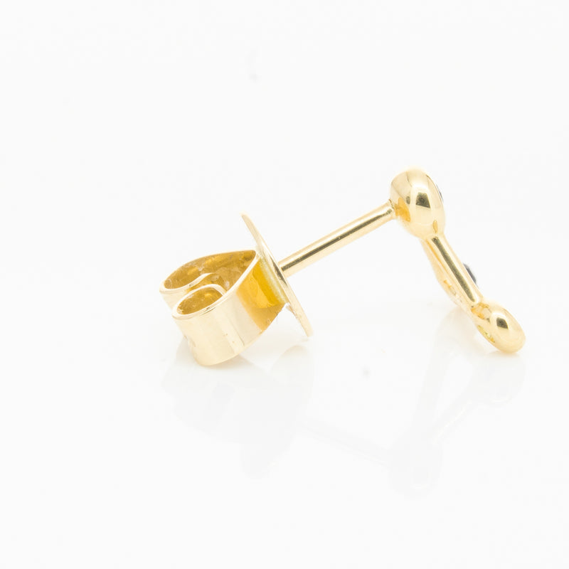 18ct Yellow Gold Sapphire Single Water Element Earring-Earrings-Walker & Hall