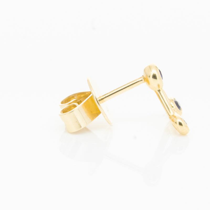 18ct Yellow Gold Sapphire Single Water Element Earring-Earrings-Walker & Hall