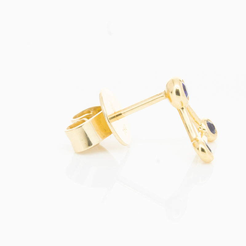 18ct Yellow Gold Sapphire Single Water Element Earring-Earrings-Walker & Hall