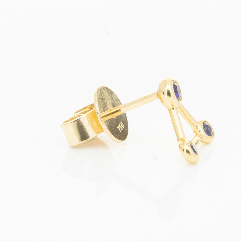 18ct Yellow Gold Sapphire Single Water Element Earring-Earrings-Walker & Hall