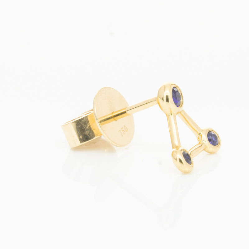 18ct Yellow Gold Sapphire Single Water Element Earring-Earrings-Walker & Hall