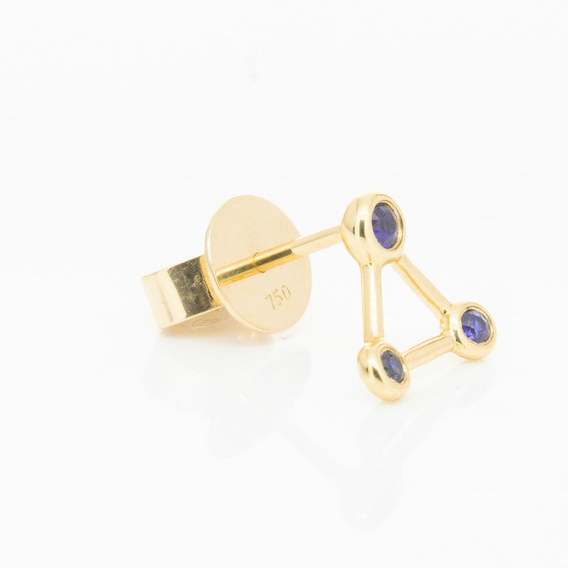 18ct Yellow Gold Sapphire Single Water Element Earring-Earrings-Walker & Hall