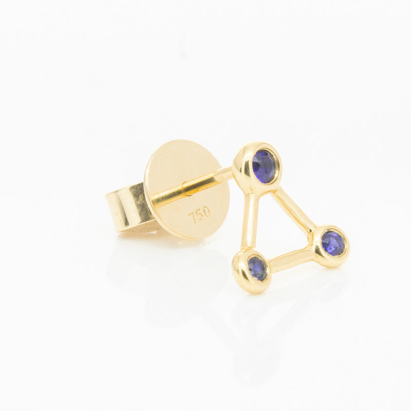 18ct Yellow Gold Sapphire Single Water Element Earring-Earrings-Walker & Hall