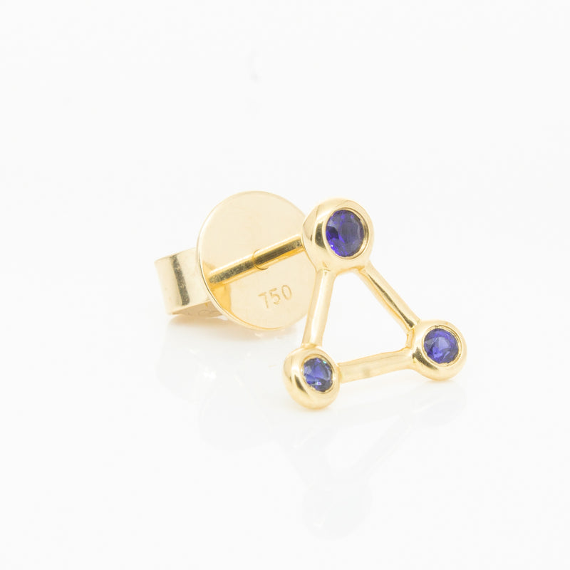 18ct Yellow Gold Sapphire Single Water Element Earring-Earrings-Walker & Hall