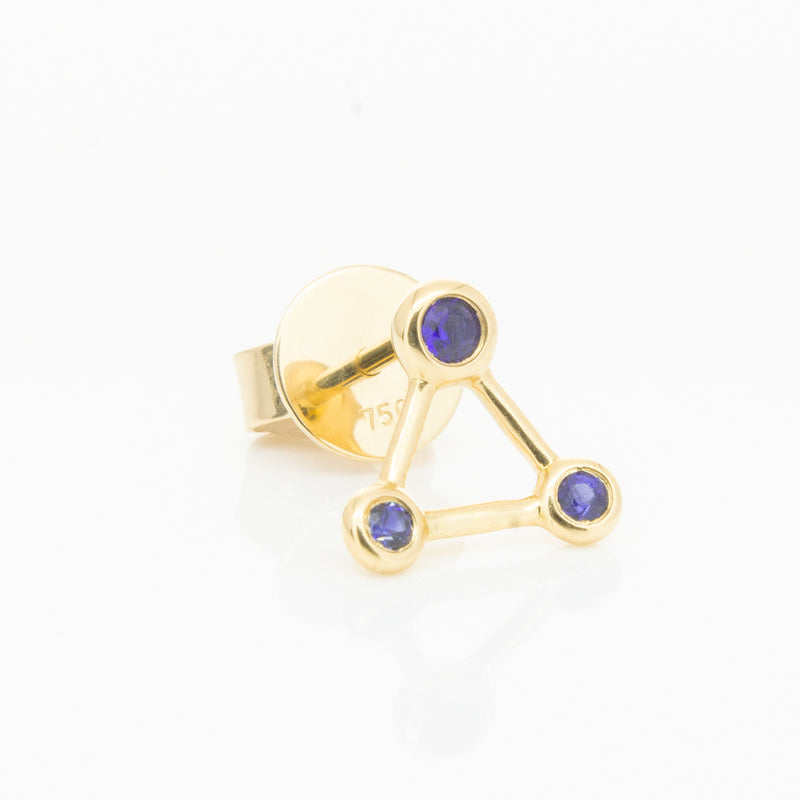 18ct Yellow Gold Sapphire Single Water Element Earring-Earrings-Walker & Hall