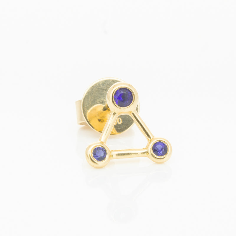 18ct Yellow Gold Sapphire Single Water Element Earring-Earrings-Walker & Hall