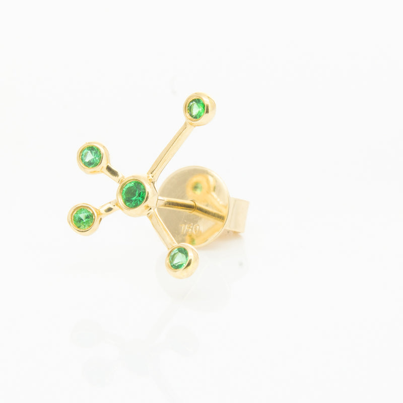 18ct Yellow Gold Tsavorite Single Earth Element Earring-Earrings-Walker & Hall