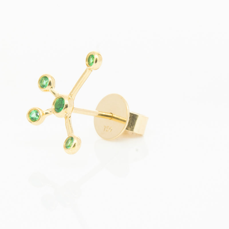 18ct Yellow Gold Tsavorite Single Earth Element Earring-Earrings-Walker & Hall