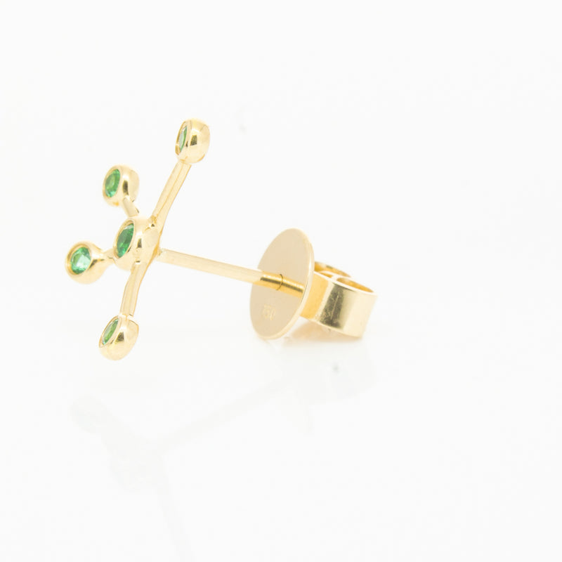 18ct Yellow Gold Tsavorite Single Earth Element Earring-Earrings-Walker & Hall