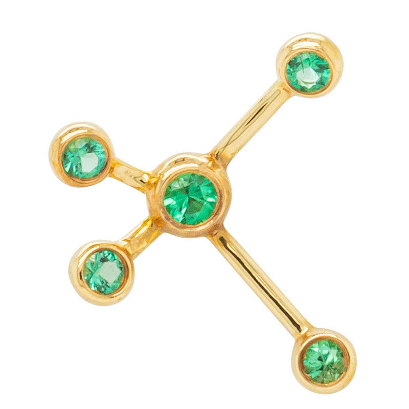 18ct Yellow Gold Tsavorite Single Earth Element Earring-Earrings-Walker & Hall