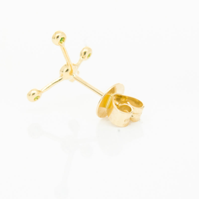 18ct Yellow Gold Tsavorite Single Earth Element Earring-Earrings-Walker & Hall