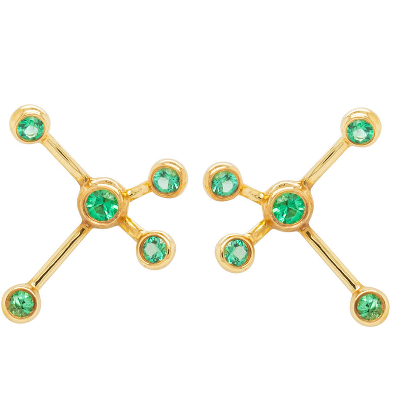 18ct Yellow Gold Tsavorite Single Earth Element Earring-Earrings-Walker & Hall