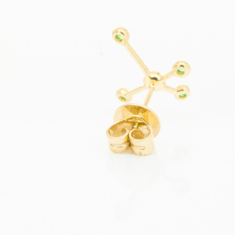 18ct Yellow Gold Tsavorite Single Earth Element Earring-Earrings-Walker & Hall