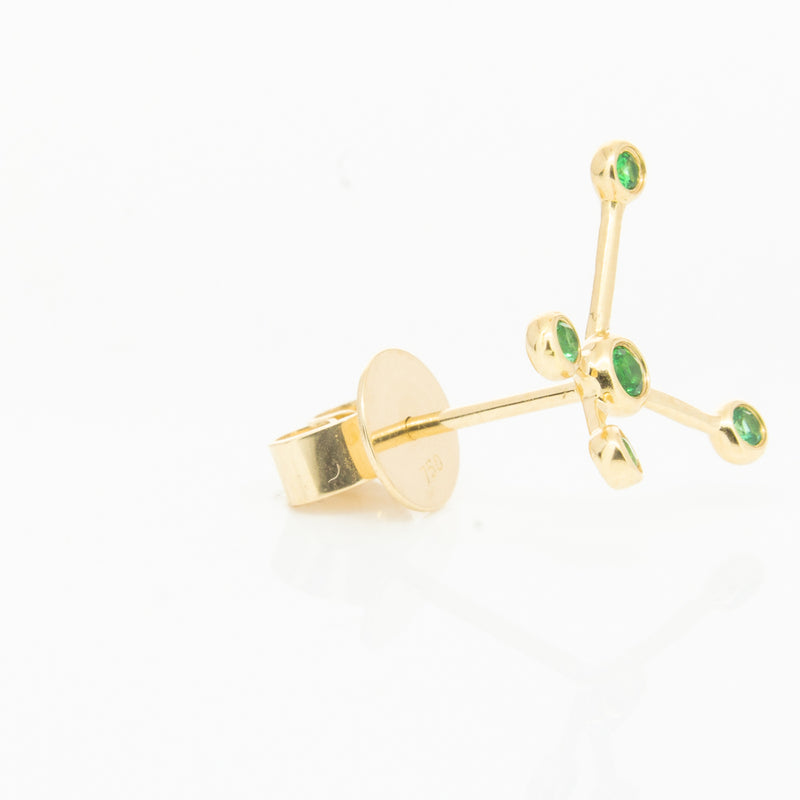 18ct Yellow Gold Tsavorite Single Earth Element Earring-Earrings-Walker & Hall