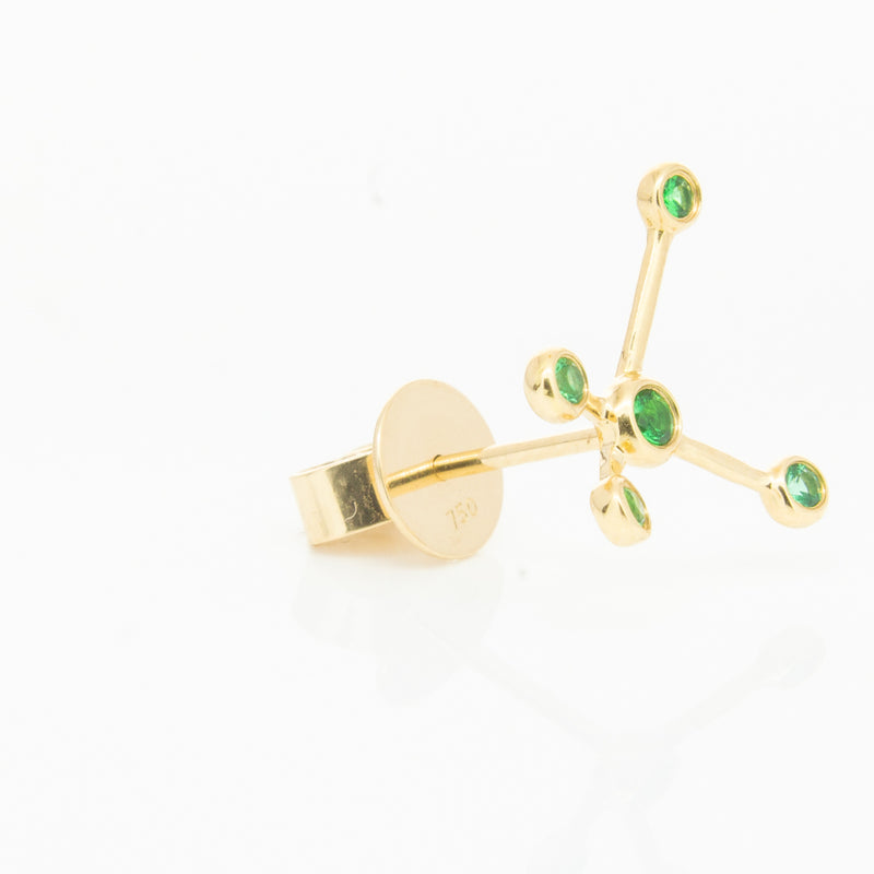 18ct Yellow Gold Tsavorite Single Earth Element Earring-Earrings-Walker & Hall