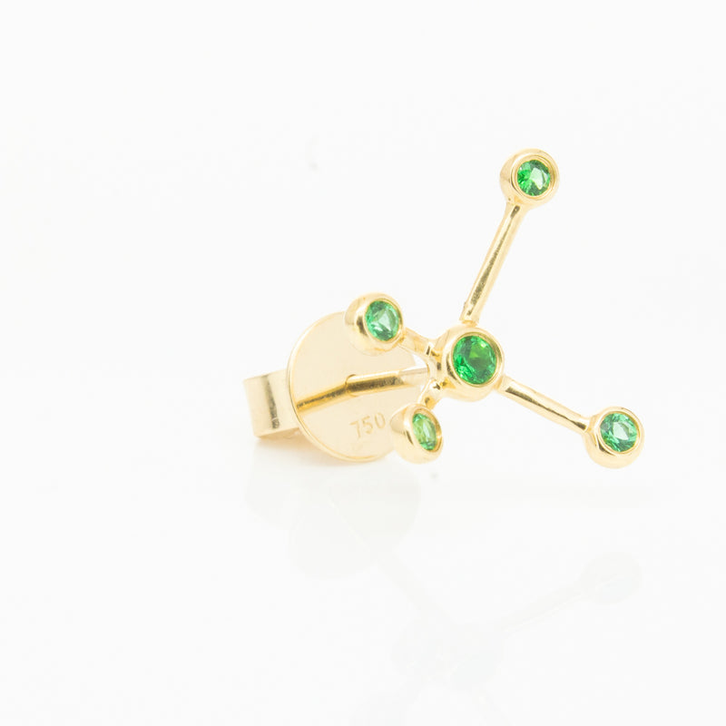 18ct Yellow Gold Tsavorite Single Earth Element Earring-Earrings-Walker & Hall