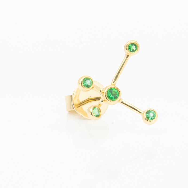 18ct Yellow Gold Tsavorite Single Earth Element Earring-Earrings-Walker & Hall