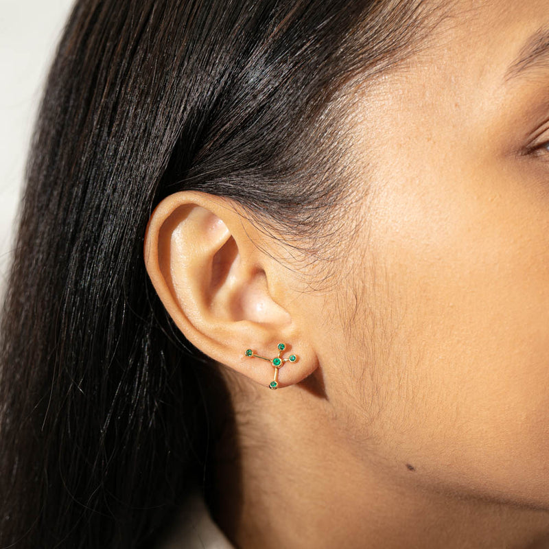 18ct Yellow Gold Tsavorite Single Earth Element Earring-Earrings-Walker & Hall