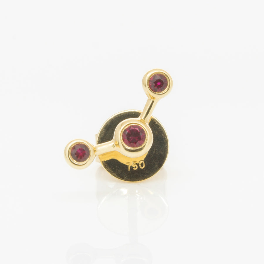 18ct Yellow Gold Ruby Single Fire Element Earring-Earrings-Walker & Hall