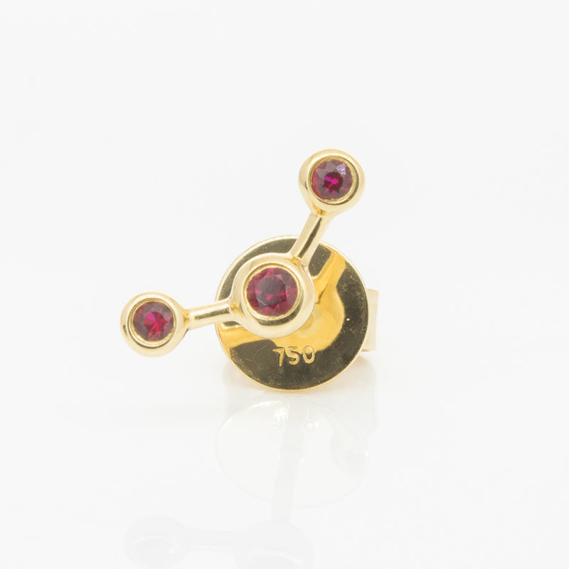 18ct Yellow Gold Ruby Single Fire Element Earring-Earrings-Walker & Hall