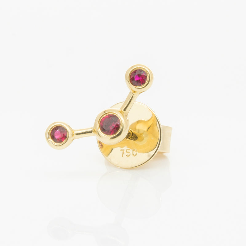 18ct Yellow Gold Ruby Single Fire Element Earring-Earrings-Walker & Hall
