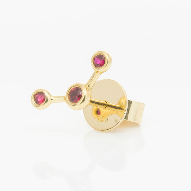 18ct Yellow Gold Ruby Single Fire Element Earring-Earrings-Walker & Hall