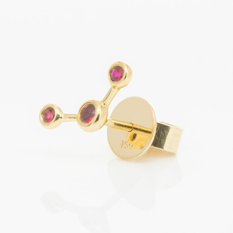 18ct Yellow Gold Ruby Single Fire Element Earring-Earrings-Walker & Hall