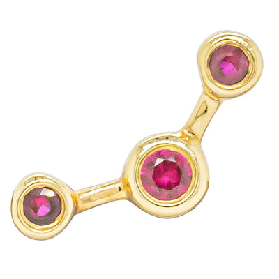 18ct Yellow Gold Ruby Single Fire Element Earring-Earrings-Walker & Hall