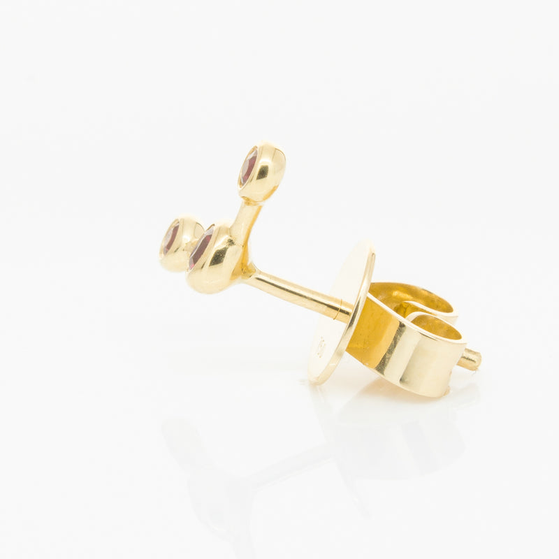 18ct Yellow Gold Ruby Single Fire Element Earring-Earrings-Walker & Hall