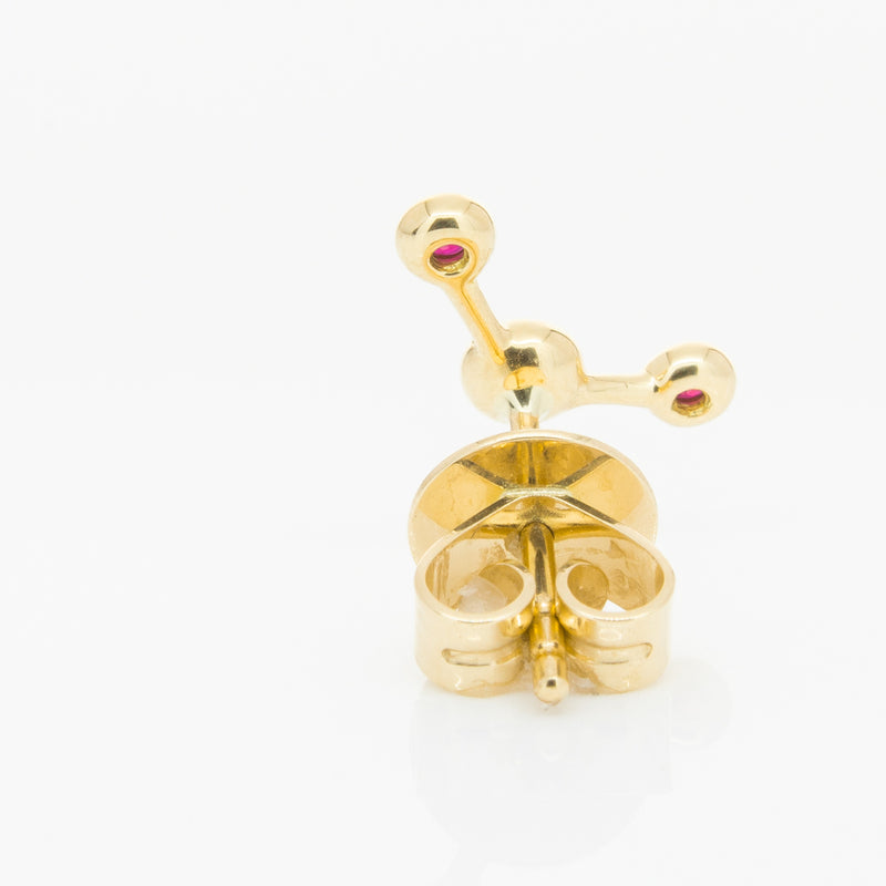 18ct Yellow Gold Ruby Single Fire Element Earring-Earrings-Walker & Hall