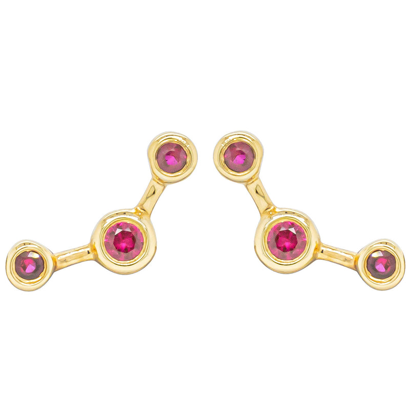 18ct Yellow Gold Ruby Single Fire Element Earring-Earrings-Walker & Hall