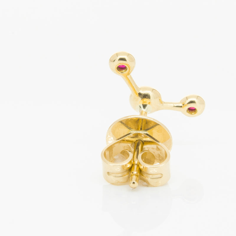 18ct Yellow Gold Ruby Single Fire Element Earring-Earrings-Walker & Hall