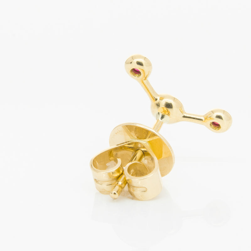 18ct Yellow Gold Ruby Single Fire Element Earring-Earrings-Walker & Hall